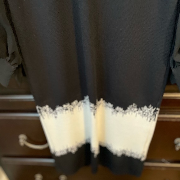 NWT Sachin & Babi Black And White Knit Dress Sheet Bishop Sleeve Small Silk - Picture 6 of 9